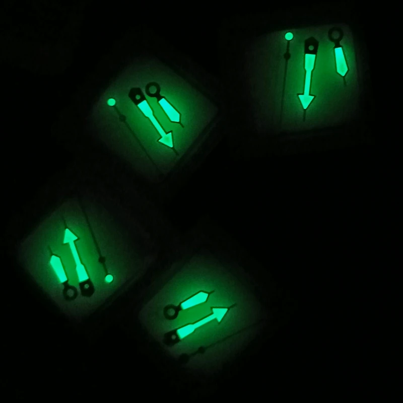 Wskazówki zegarka zielone świecące 9*13*13mm pasują do mechanizmów 4R35 4R36 7S26 do SKX007 SKX009 SRPD Wskazówki zegarkowe Części zamienne do tuningu