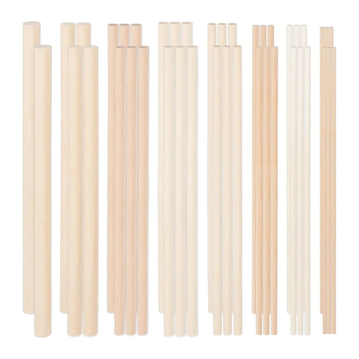 42Pieces Wooden Dowels Various Sizes Round Dowel Rods Beech Wood Sticks Kit Unfinished Wooden Hardwood Sticks DIY Crafts