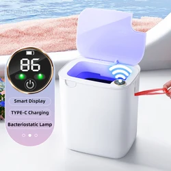 18L Smart Sensor trash can With Display Type-C Recharging Automatic Wastebin For Bathroom Kitchen Toilet Wastebasket Smart home