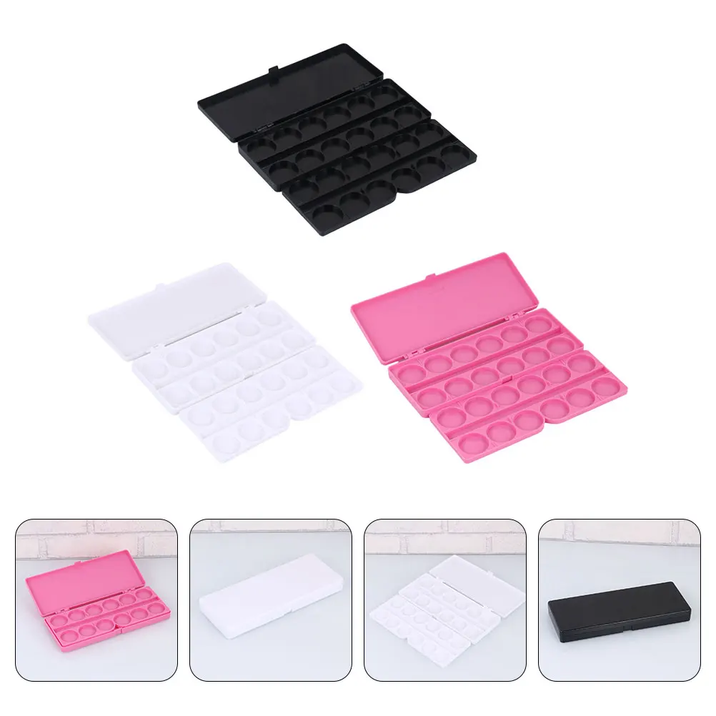 

3 Pcs Color Box Nail Drawing Tray Portable Watercolor Pigment Paint Manicure Child
