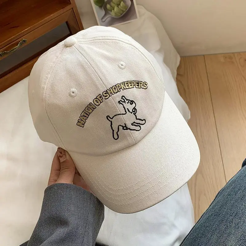 

Little dog embroidered baseball cap, women's face enhancing small duckbill cap, pink big head circumference, sun protection