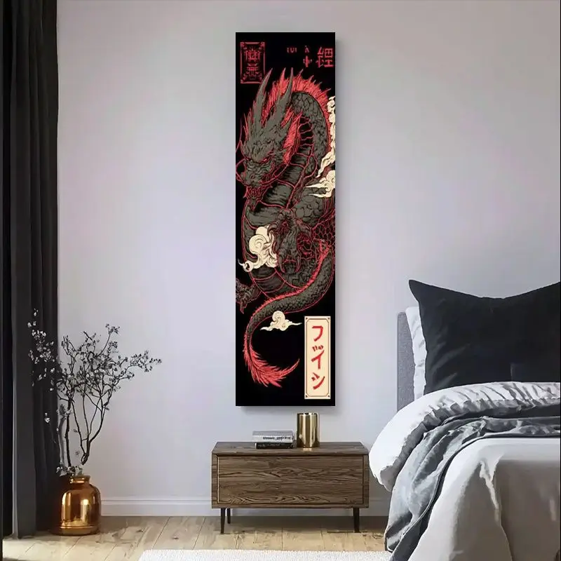 Long Vertical Version Japanese Dragon Tapestry Hanging Cloth Living Room Apartment Background Wall Decoration Room Decoration