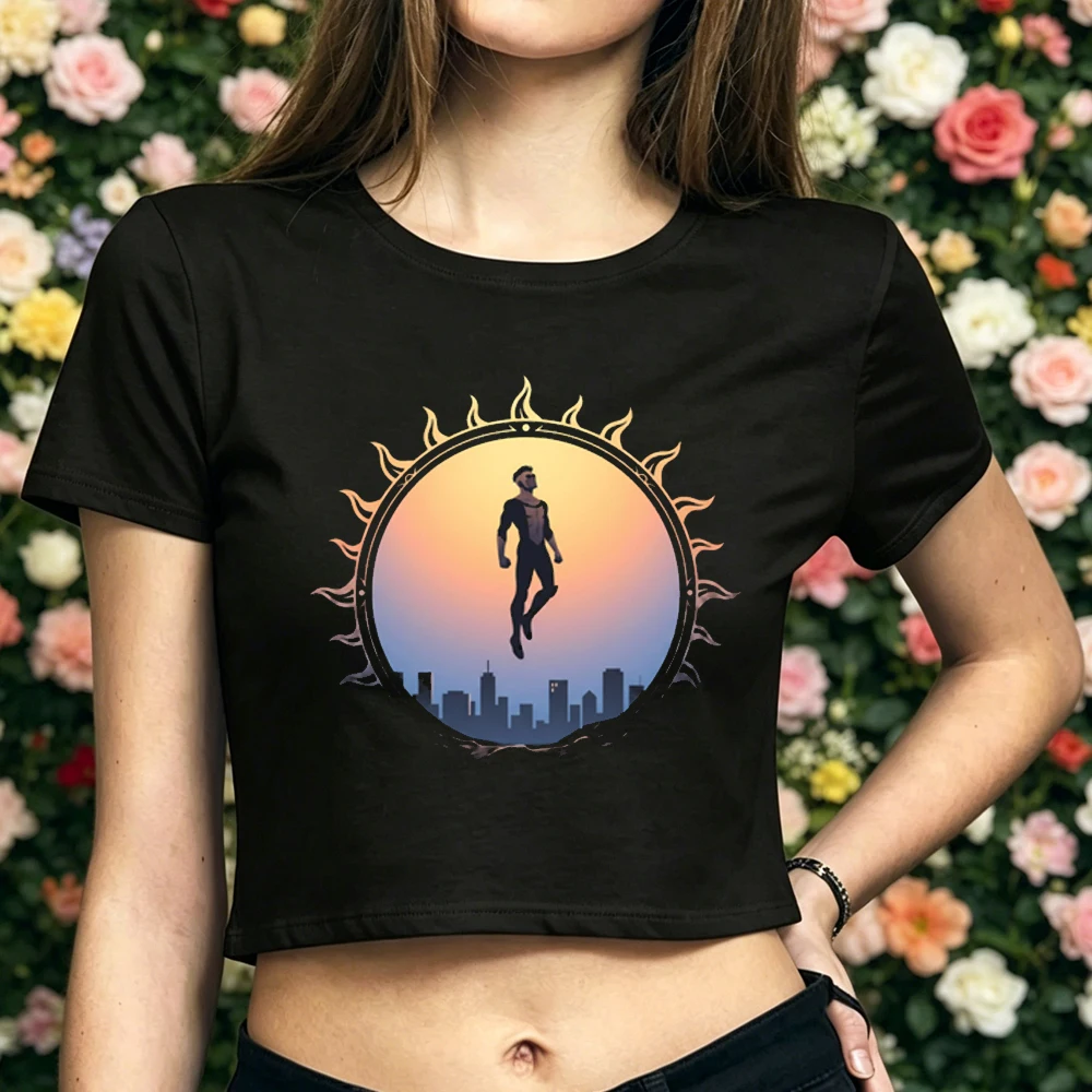 Invincible crop top girl dollette graphic japanese shirt harajuku jojifuku emo cheap baddie