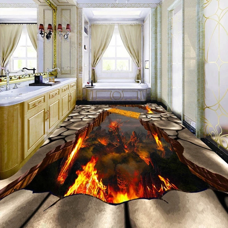 Customized 3D Volcanic Lava self-adhesive Wallpaper Modern Home Decor Living Room Floor Mural bedroom restaurant Hotel 8d study