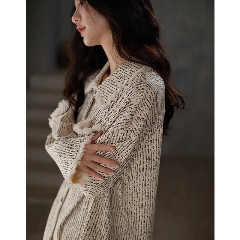 

Женский пижамный комплект: комфортная одежда для сна, кардиган с длинным рукавом, домашняя одежда из хлопка, новая свободная повседневная одежда для дома и улицы