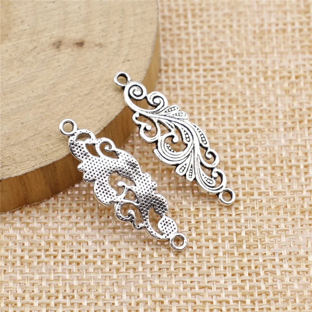 WYSIWYG 20pcs Flower Clouds Connector Charms DIY Alloy Jewelry Findings Antique Gold Color Antique Silver Color 30x10mm