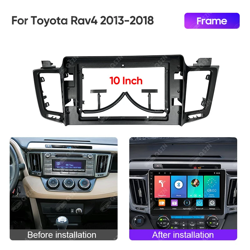 QSZN Car Radio Frame 10 Inch For TOYOTA RAV4 2013-2018 Car Dashboard Accessories Android Stereo Audio Navigation Harness Cable