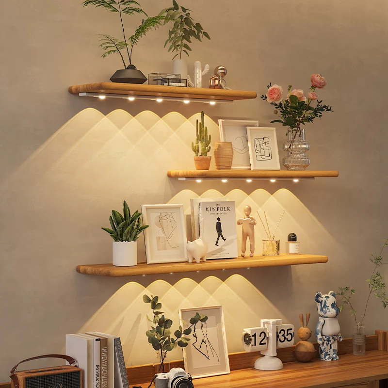 

Luminous laminate wall shelf wall decoration shelf bookshelf wall hanging TV sofa custom word baffle