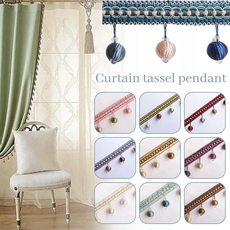 

5.5M Curtain Sewing Tassel Fringe Lace Crystal Beads Weave Ball Trim Upholstery Home Decor Elegant Delicate Curtain Accessories