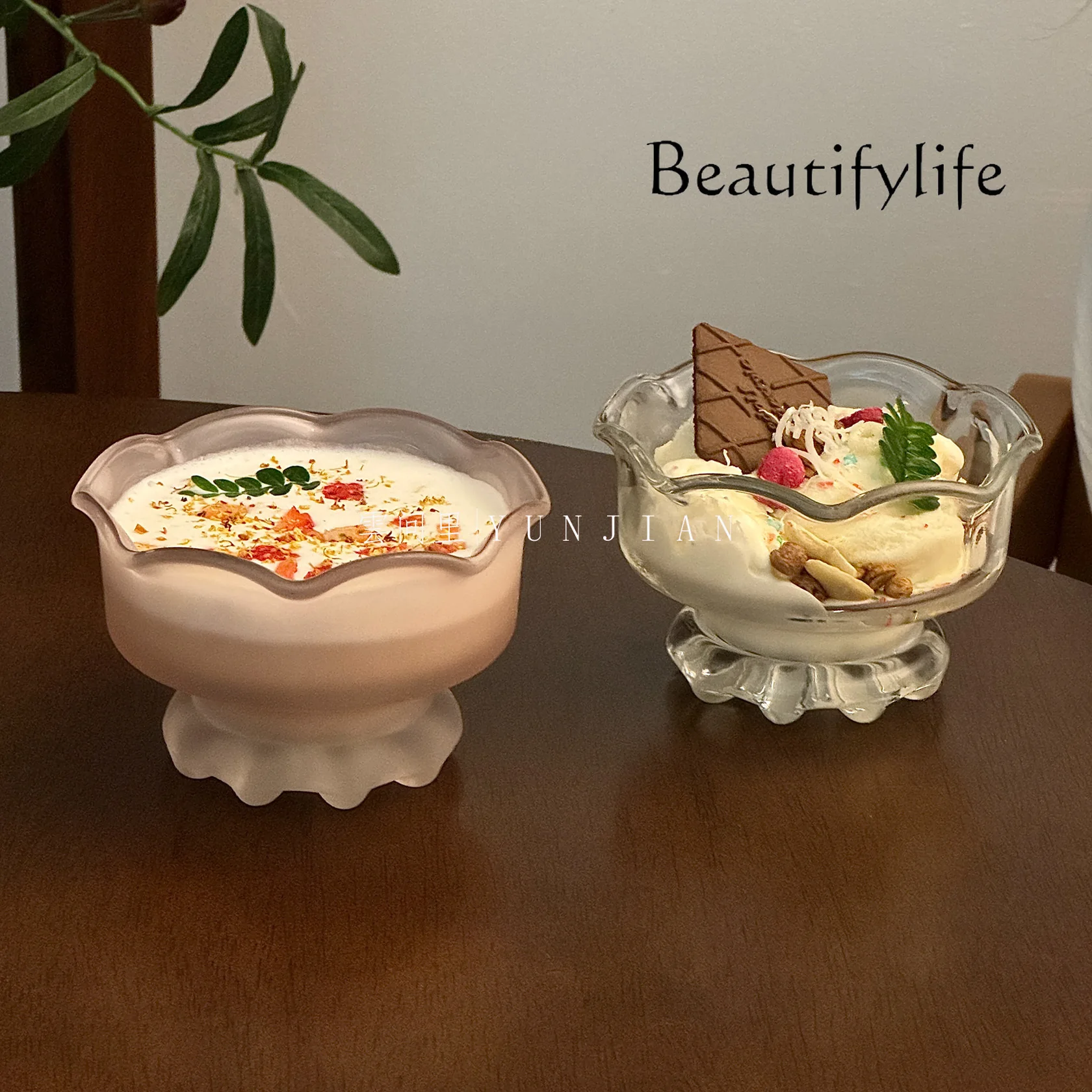 

Glass bowl ice cream bowl dessert fruit ice cream household yogurt jelly bowl