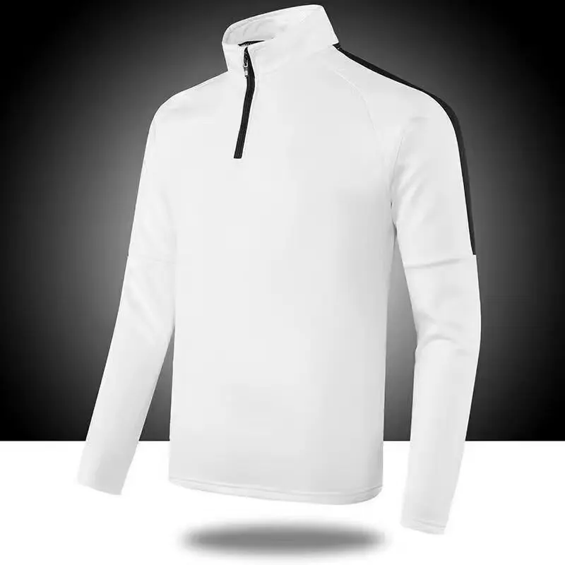 New Trendy Zip-Up Crewneck Long Sleeve T-Shirt Design for Men - Dry-Fit Sport Top with Literary Charm