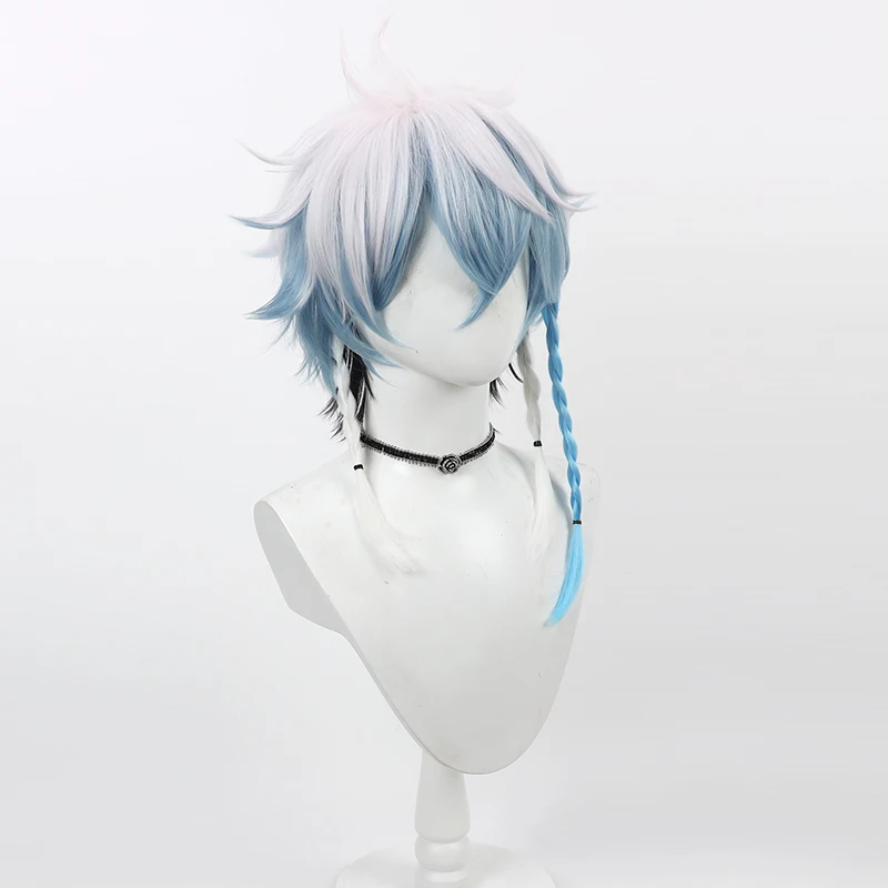 가상 유튜브 Vtuber 옥타비오 코스프레 가발 할로윈 카니발 파티 소품 합성 머리 내열성 섬유 + 가발 모자