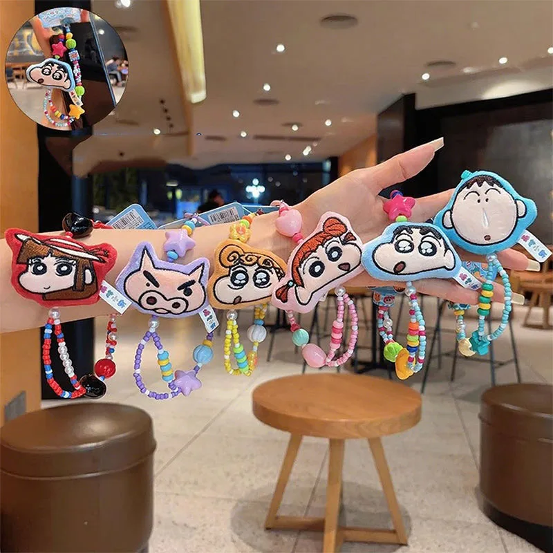 Miniso Crayonshinchan Plush Phone Chain Aida Himawari Plush Phone Pendant Car Pendant Student Backpack Pendant Children Gift