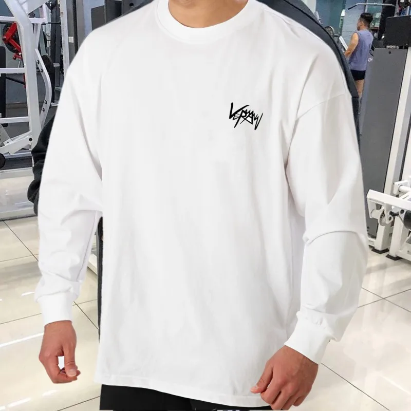 

Long Sleeve Shirt Men Loose and Comfortable Drop Shoulder Casual Workout Gym Fitness T Shirts Underwear Shirts