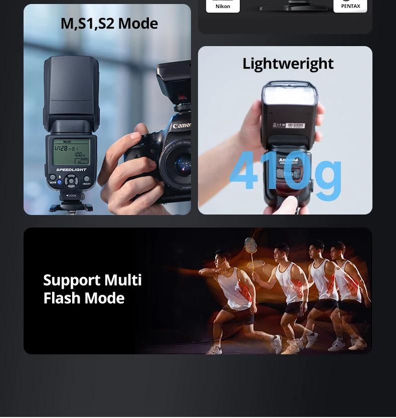 Ambitful AF970 Flash Light Speedlight Speedlite Universal for Fujifilm Nikon Ca