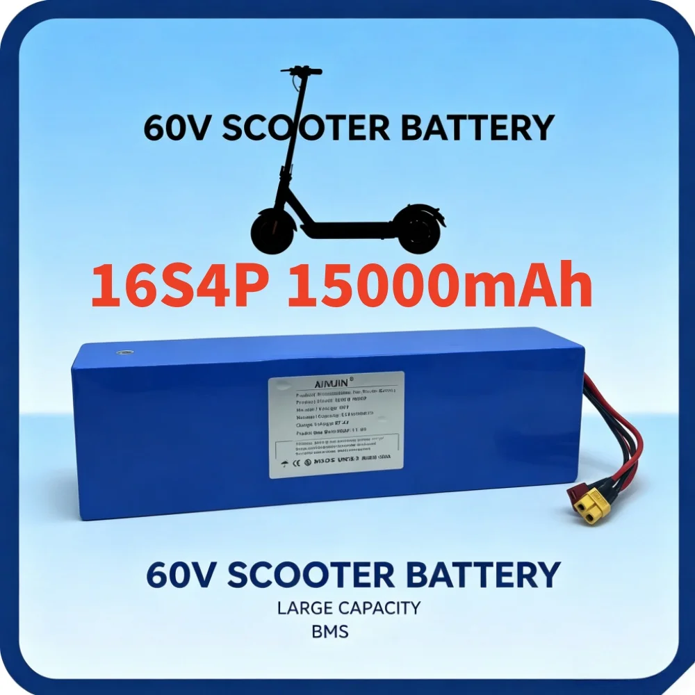 60V 15AH 16S4P Rechargeable Battery Pack for Electric Devices High Capacity Strong Compatibility Various Electric Devices