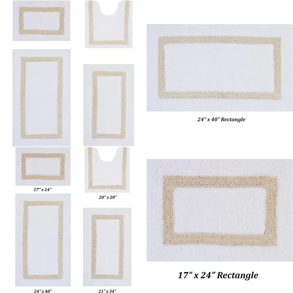 

Better Trends 100% Cotton Hotel Collection Bath Mats Set, White & Sand Mats - Tufted, Reversible & Absorbent & Machine Washable
