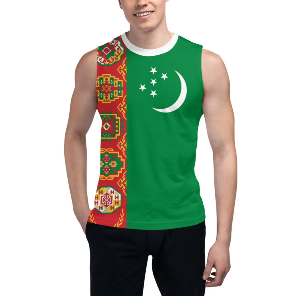 Sleeveless T-shirt Turkmenistan Flag 3D Men's Boys Tshirt Gyms Tank Tops Fitness Joggers Basketball Training Vest