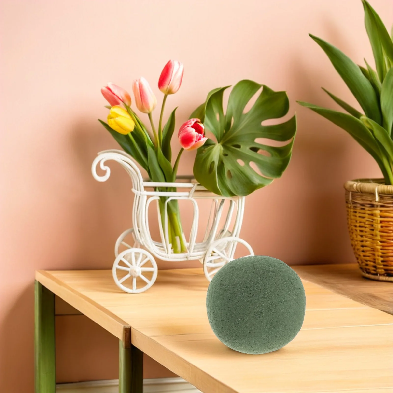 Bola redonda de espuma Floral de 15Cm, esferas de plantas húmedas verdes para soporte de ramo, artesanía de jardín, suministros de arreglo floral DIY, 3 uds.