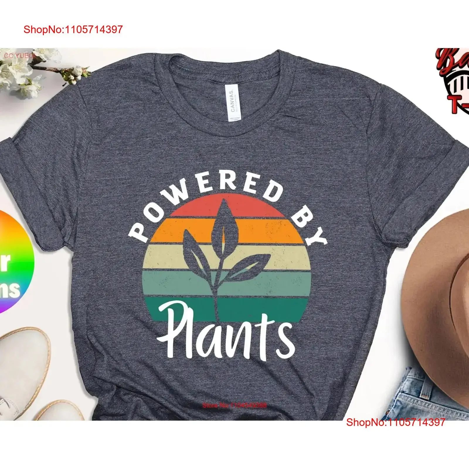 Powered By Plants T Shirt Vintage Vegetarian Plant Based Cute Vegan Power Lover Retro Herbivore vintage Washed Breathable