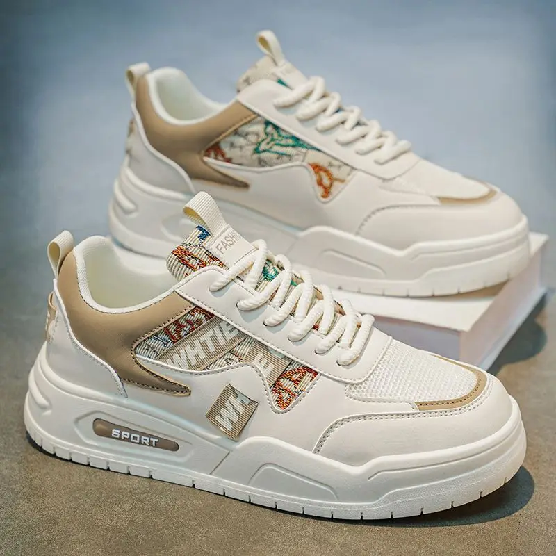 Spring Men 10cm Invisible Height Increasing White Shoes Breathable Thick Bottom Casual Sports Board Shoes