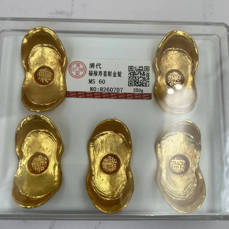 Fortune, Prosperity, Longevity, and Wealth – Antique Coins, Bronze Gilded Gold Ingot Ornaments, Decorative Pieces