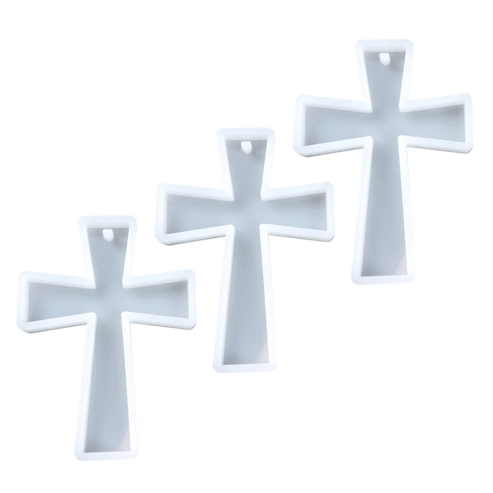

3pcs Cross Silicone Mold for Epoxy Resin Charms Crafting DIY Pendant Keychain Making Supplies Jewelry Accessories