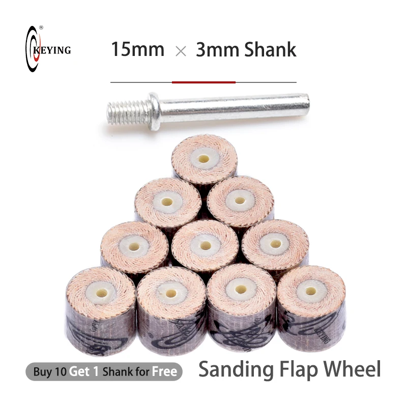 

10pcs 15mm Dremel Accessories 60-600 Grit Sanding Flap Disc Grinding Wheels Brush Sand Rotary Tool With 3mm Connecting Rod