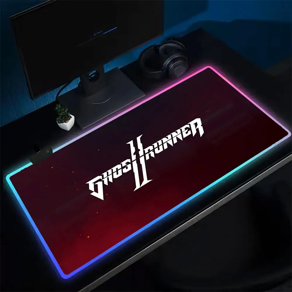 Alas Mouse Super Ghostrunner Alas Mouse Gaming Anime Alas Meja LED Alas Meja Karet Lampu Latar Desktop XXL RGB