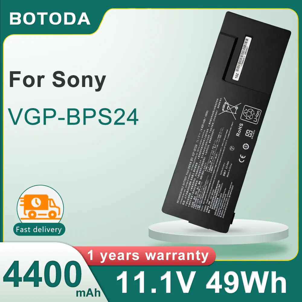 BOTODA VGP-BPS24 VGP-BPL24 11.1V 49Wh 4400mAh Laptop Battery Rechargeable For Sony VAIO SA SB SC SD SE VPCSA VPCSB VPCSC Series