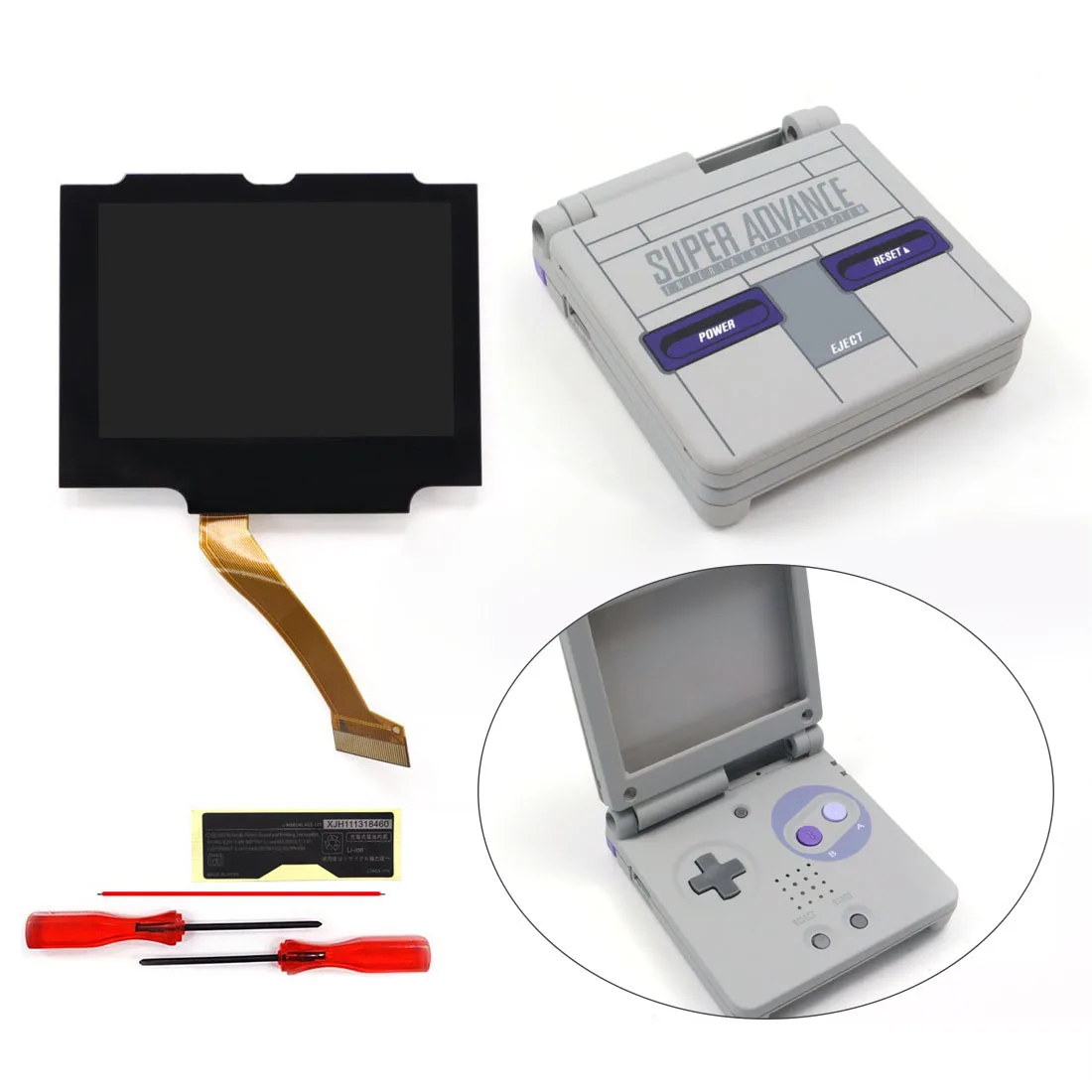 

HD 720*480 Resolution IPS V5 Pre-Laminated LCD Kits 3.0 inch Screen Drop in set for Game boy Advance SP w/UV printing Shell