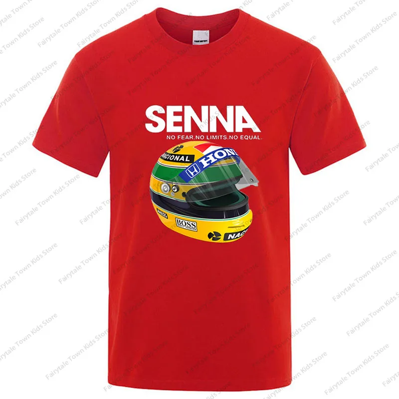 T-Shirt estiva da uomo in cotone Ayrton Senna Helmet Tee Tops abbigliamento 1 Race Car Man girocollo manica corta popolare T-Shirt per bambini/adulti