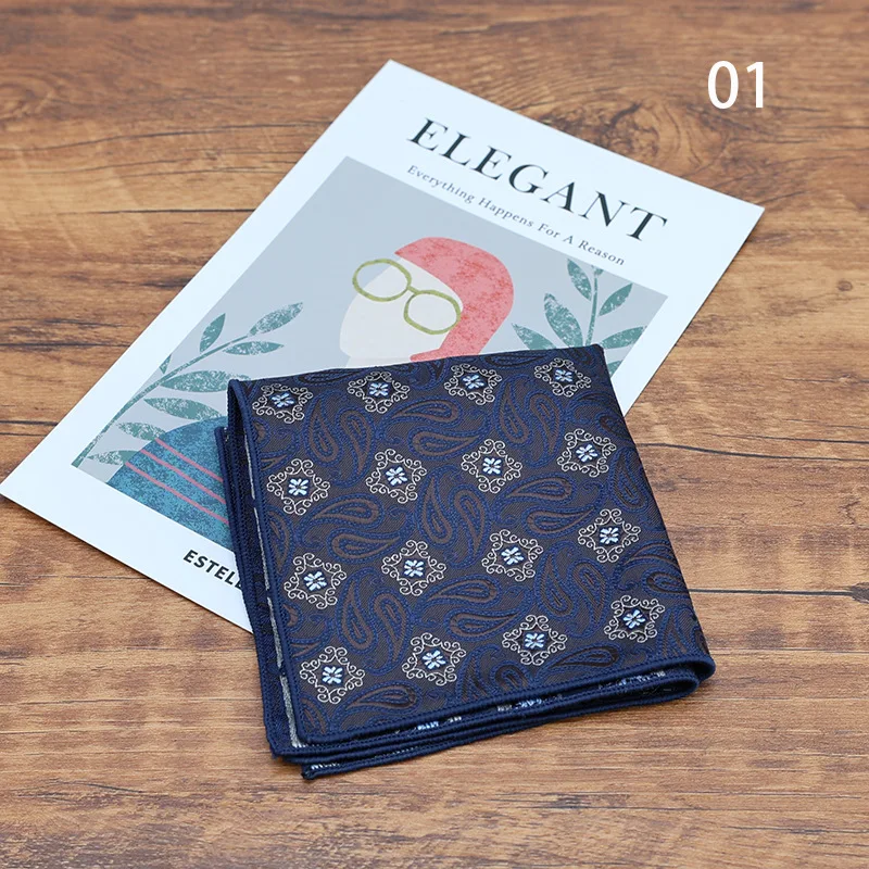 Men's Pocket Squares Vintage Floral Print Handkerchiefs Business Wedding Suit Accessories Hankie
