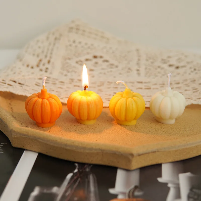 

3D Cute Pumpkin Rabbit Silicone Mold for Candle Halloween DIY Handmade Cement Plaster Transparent Acrylic Mold Easter Decor