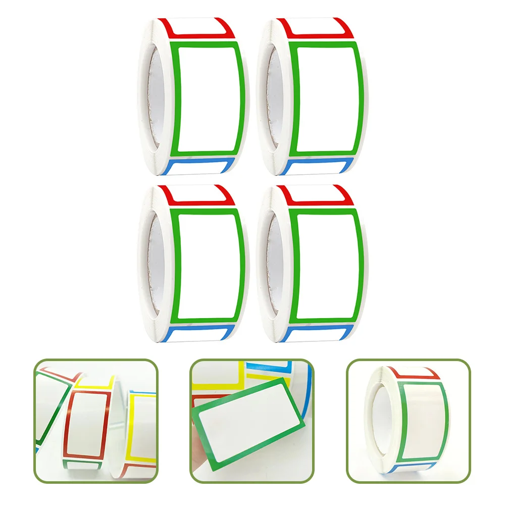 

4 Rolls Self-Adhesive Blank Stickers Colorful Name Tags for Home Storage Organizing Laundry Jars Name Tags Sticker Labels