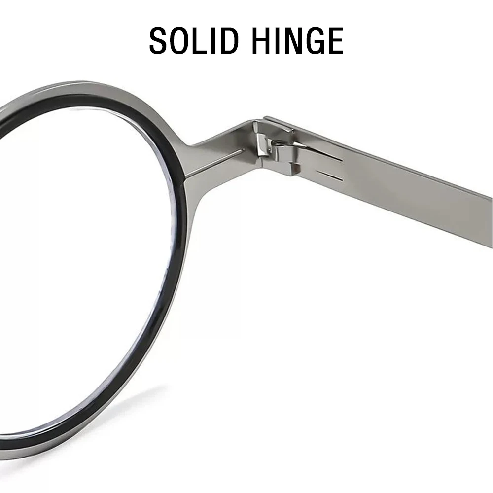 Tragbare faltbare Lesebrille aus Metall, Vintage, rund, quadratisch, faltbar, Presbyopie-Brille, Anti-Blaulicht-Brille mit Hüllen – Detail 17