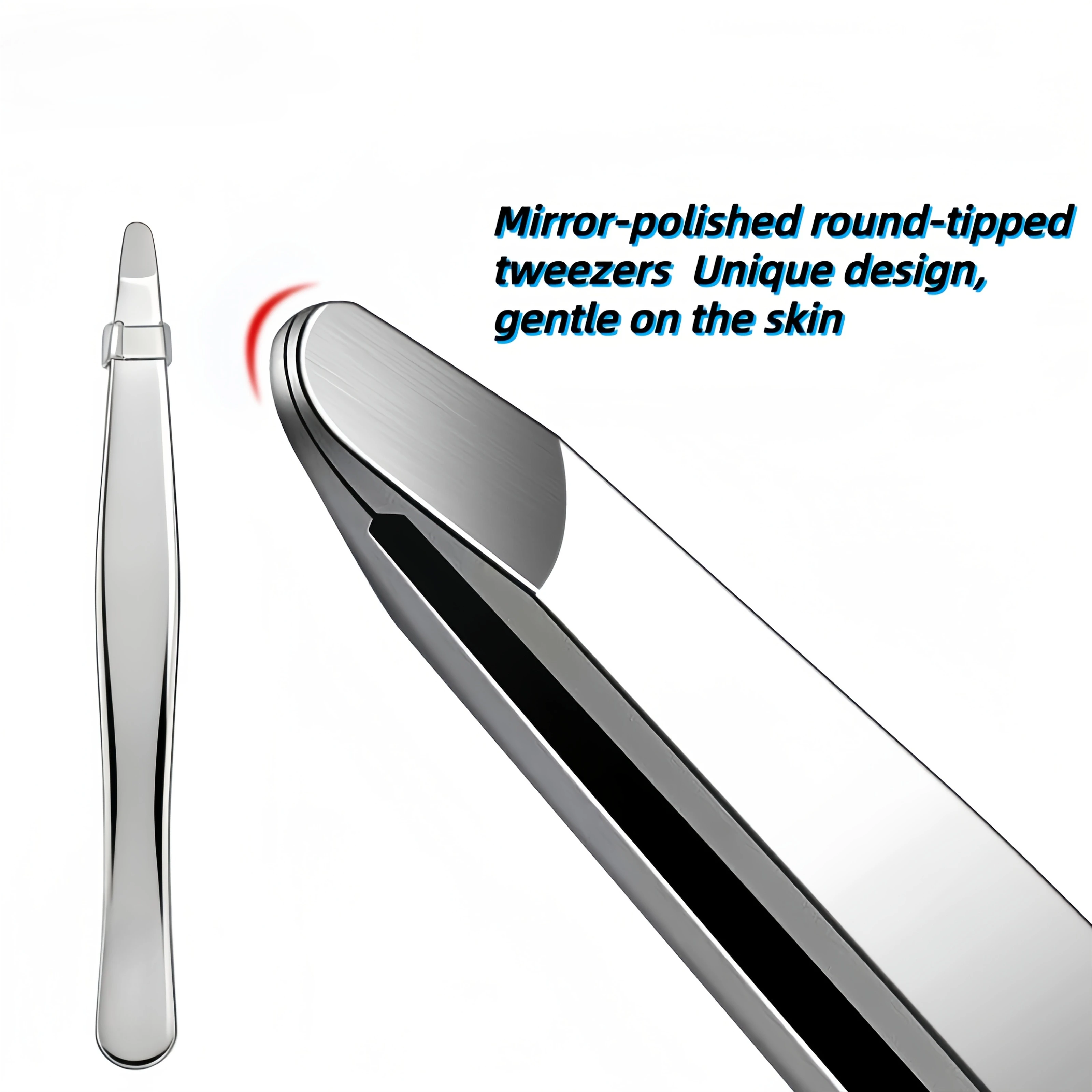 Round-Tip Hair Removal Tweezers Stainless Steel Eyebrow Tweezers Beard Tweezers Hair Plucking Tweezers Eyelash Extension Tools