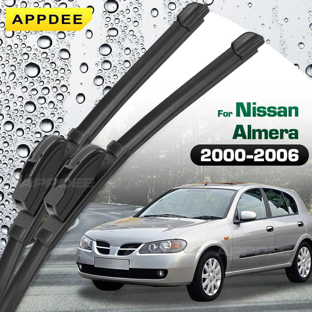 Silikon- und Gummi-Frontwischerblätter-Set für Nissan Almera N16 2000–2006, Windschutzscheibe, Windschutzscheibe, Fensterbürste, 55,9 cm + 40,6 cm