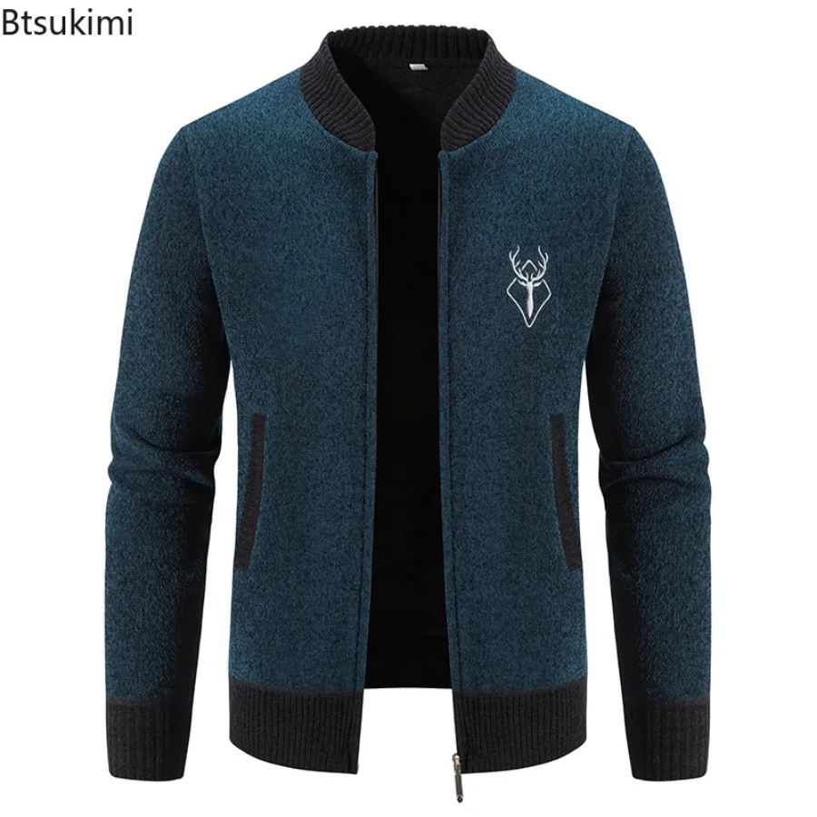 New Autumn Winter Men's Knitted Sweater Jackets Fashion Korean Baseball Collar Casual Cardigans Streetwear Y2K Men Sweater Coats