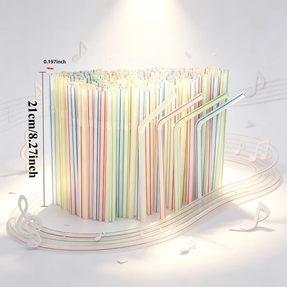 100-10000Pcs Flexible Striped Braided Craft Reusable Straws Bendable Tubes for Wreath Sculpture Art Supply Weaving Basket Making