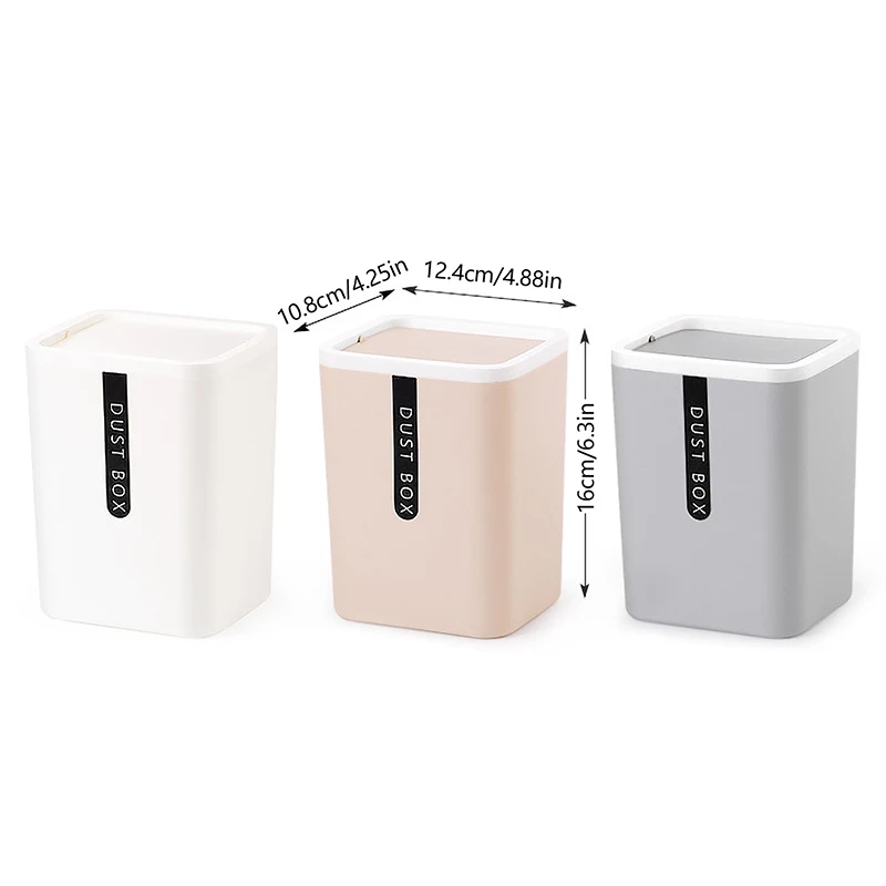 Trash Can Mini Wastebasket Plastic Swing Lid Bin Home Rubbish Waste Dustbin Kitchen Paper Wastebasket Shake Cover Storage Bucket - Image 6