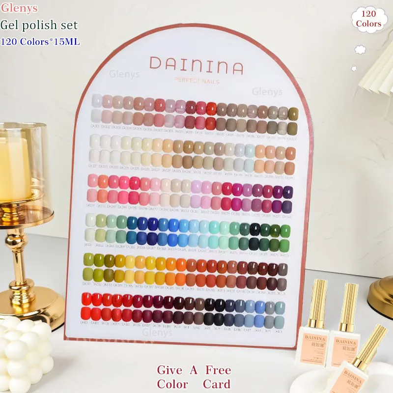 

Glenys 120 color nail polish gel net red popular semi permanent immersion gel color matching card nail shop essential varnish