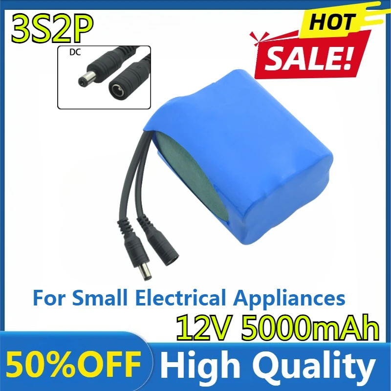 

New High Quality 12V 3S2P 5000mAh Battery for Small Electrical Appliances, Audio and Theater Players with BMS Protection Board