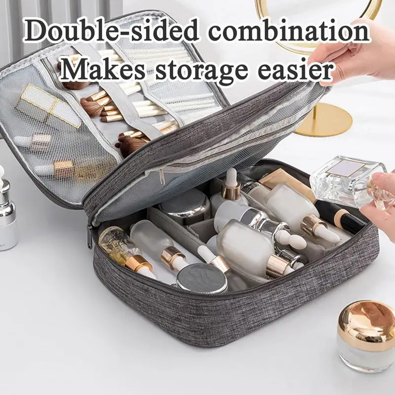 Electronics Organizer Travel Cord Organizer Case with 3 Compartments Portable Toiletry Bag with Zipper for Women and Girls