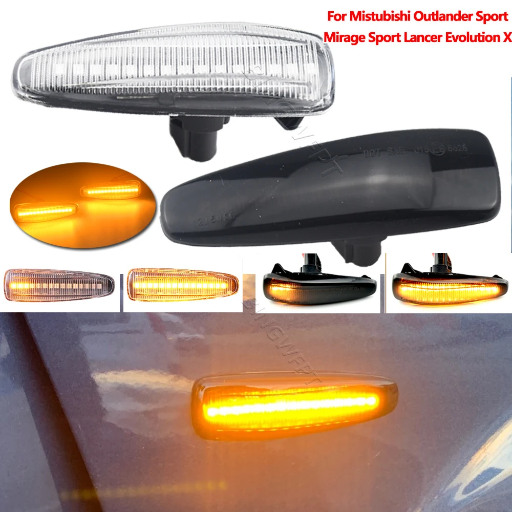 LED Dynamic Turn Signal Side Marker Light For Mitsubishi Lancer Evolution Evo X Outlander Sport RVR ASX Mirage 2014-2019