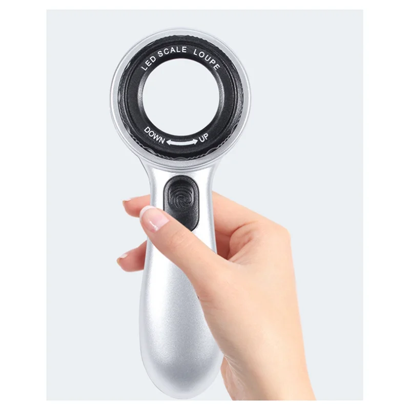 AA63 HOT Jewelry Loupe: Rechargeable 30X Magnification Handheld Glass With LED Illumination And 4 Light Modes, With Scale