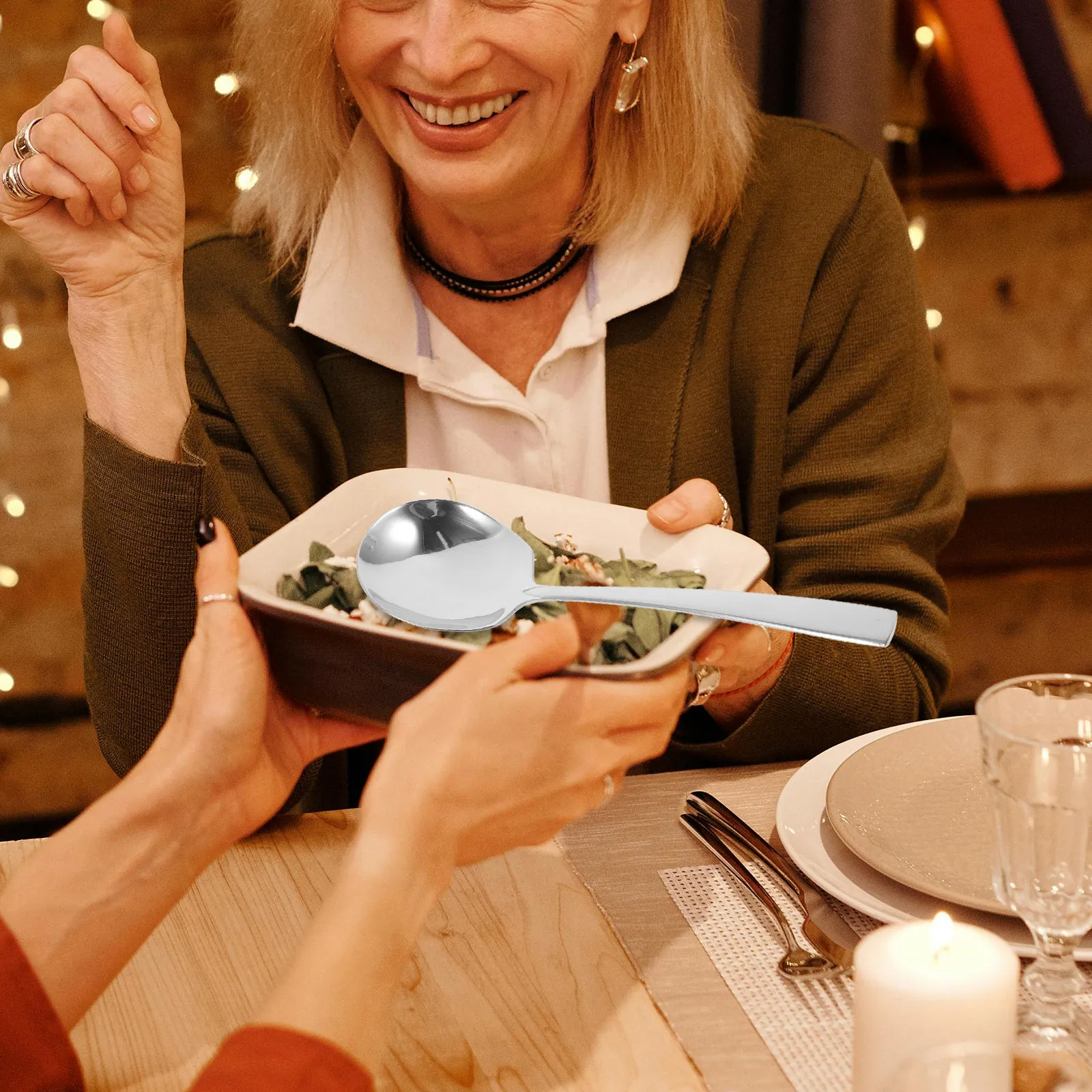 

Набор из 3 больших сервировочных ложек из нержавеющей стали, многофункциональные, с удобной ручкой, для кухни и ресторана