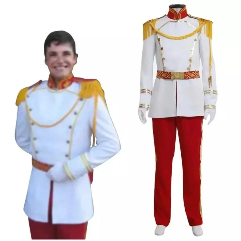 

New Arrival Custom Made Cinderella Cosplay Costume Prince Charming Royal Gown Fancy Halloween Party For Adult Men