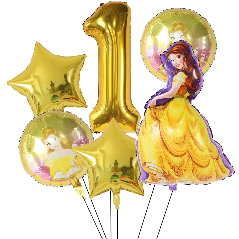6pcs Disney Princess Balloon Bell Snow White Theme Aluminum Foil Balloon Baby Shower Girl Birthday Party Decoration Toy Globos