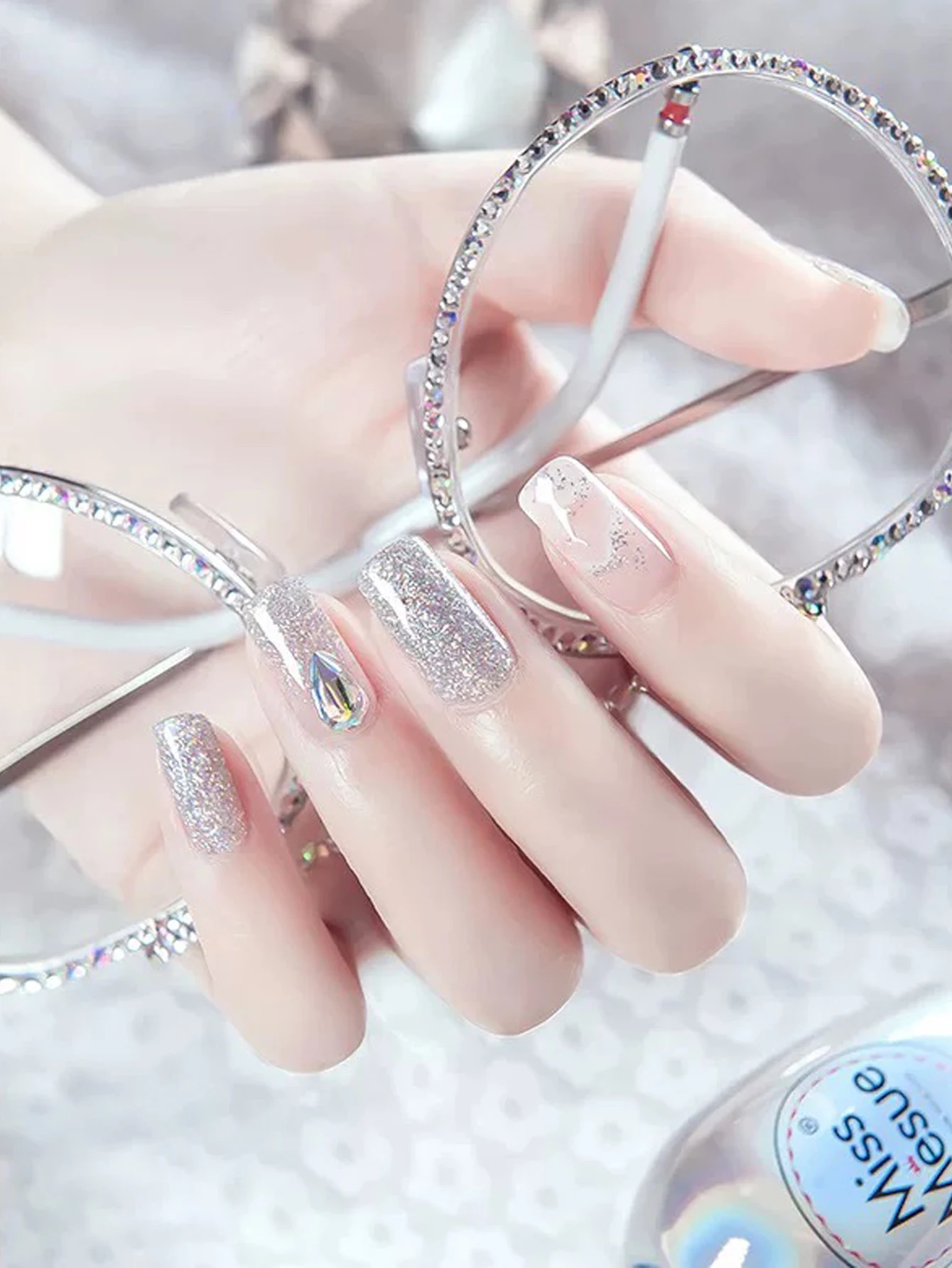 1/12개 2025 가을 및 겨울 네일 용품 살롱 세트 컬러풀 스타리 파인 글리터 크러쉬드 다이아몬드 시퀸 젤 네일 폴리시